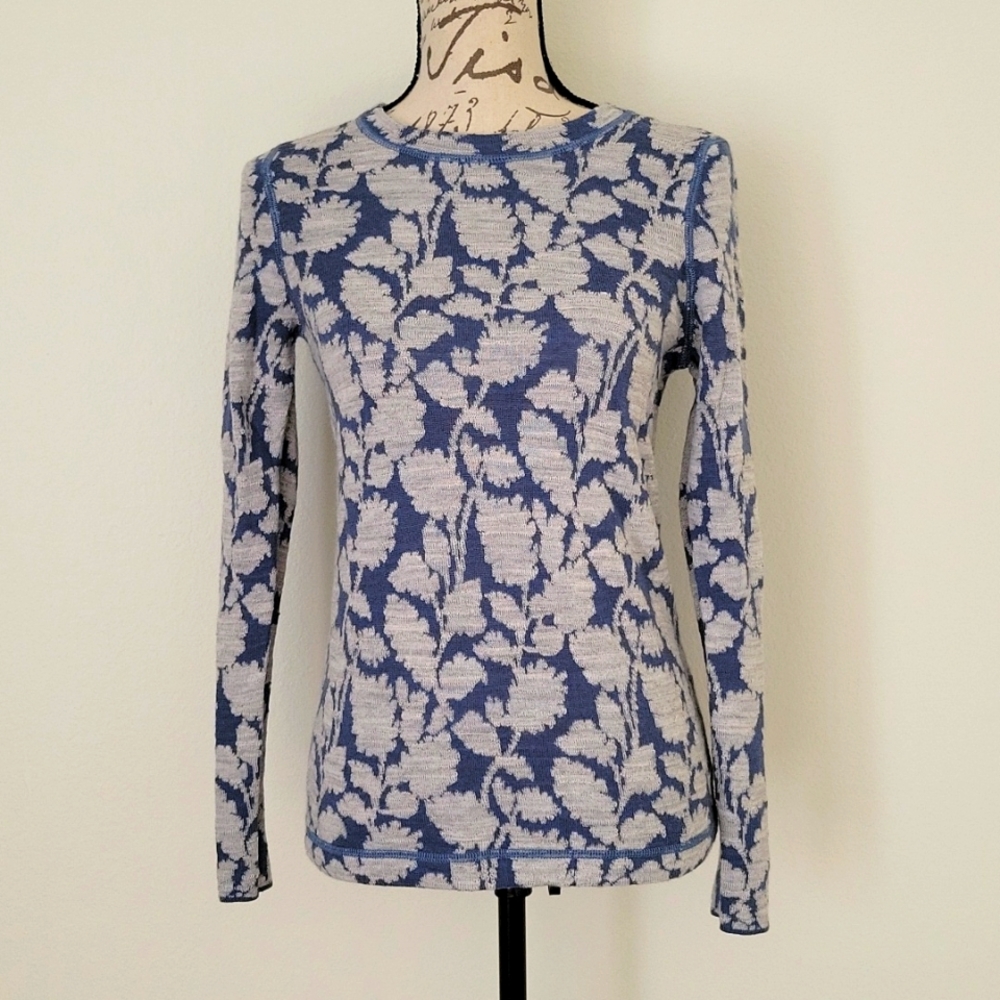 Ann Taylor LOFT Floral Scoop Neck Wool Blend Sweater size SP